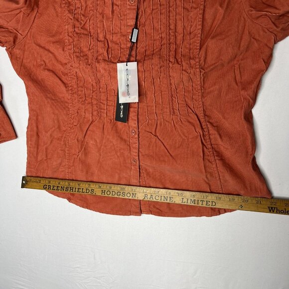 Coupé Corduroy Shirt Long Sleeve Button Up Burnt Orange Size XL Womens 90s Y2K - Picture 9 of 11